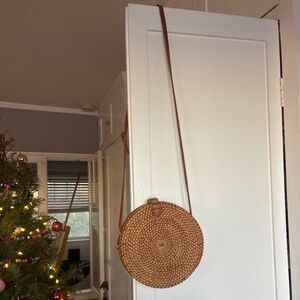Round Rattan Crossbody Purse